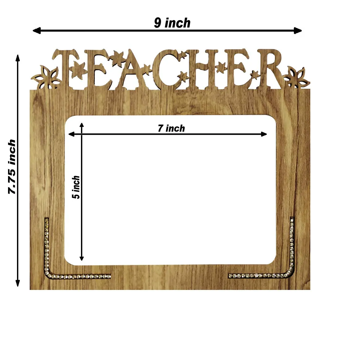 Generic Xpression Decor Decorative Teacher Hand Crafted Wooden Table Photo Frame 5x7, Multicolour, Medium