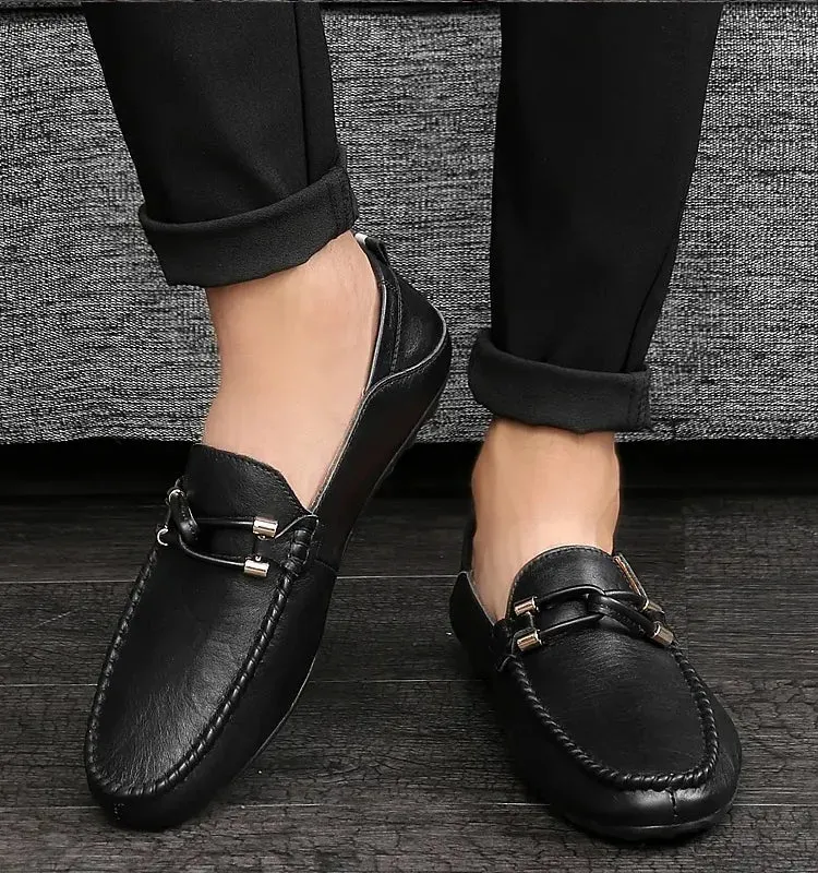 Genuine Leather Men Casual Shoes Luxury Brand 2024 Mens Loafers Moccasins Breathable Slip on Black Driving Shoes Plus Size 47