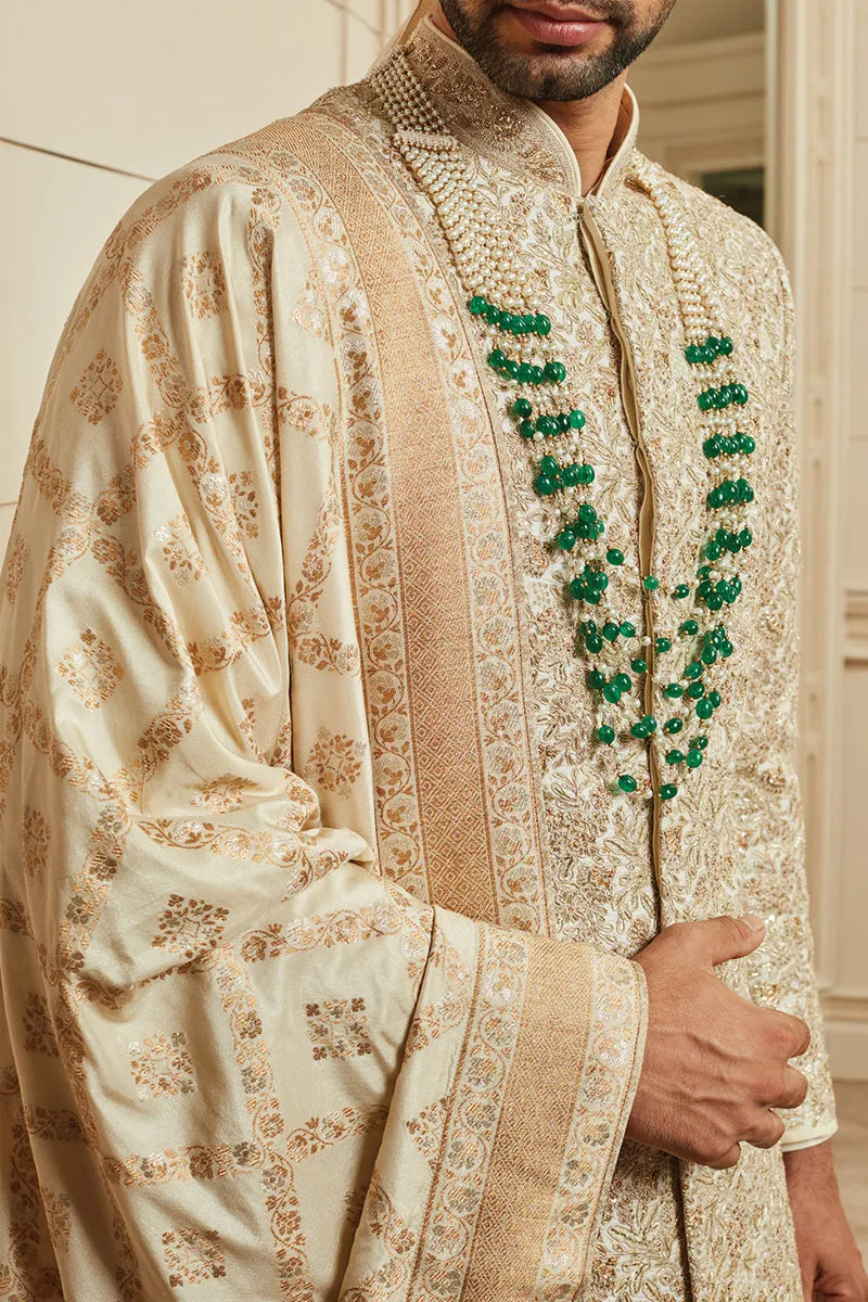 Gold Brocade Embroidered Sherwani