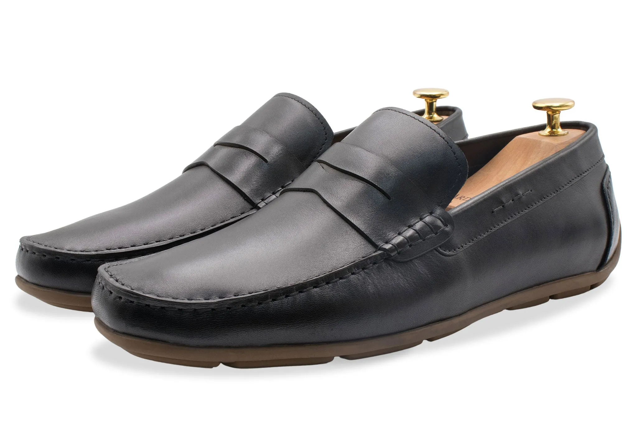 Gregores Black Penny Moccasins