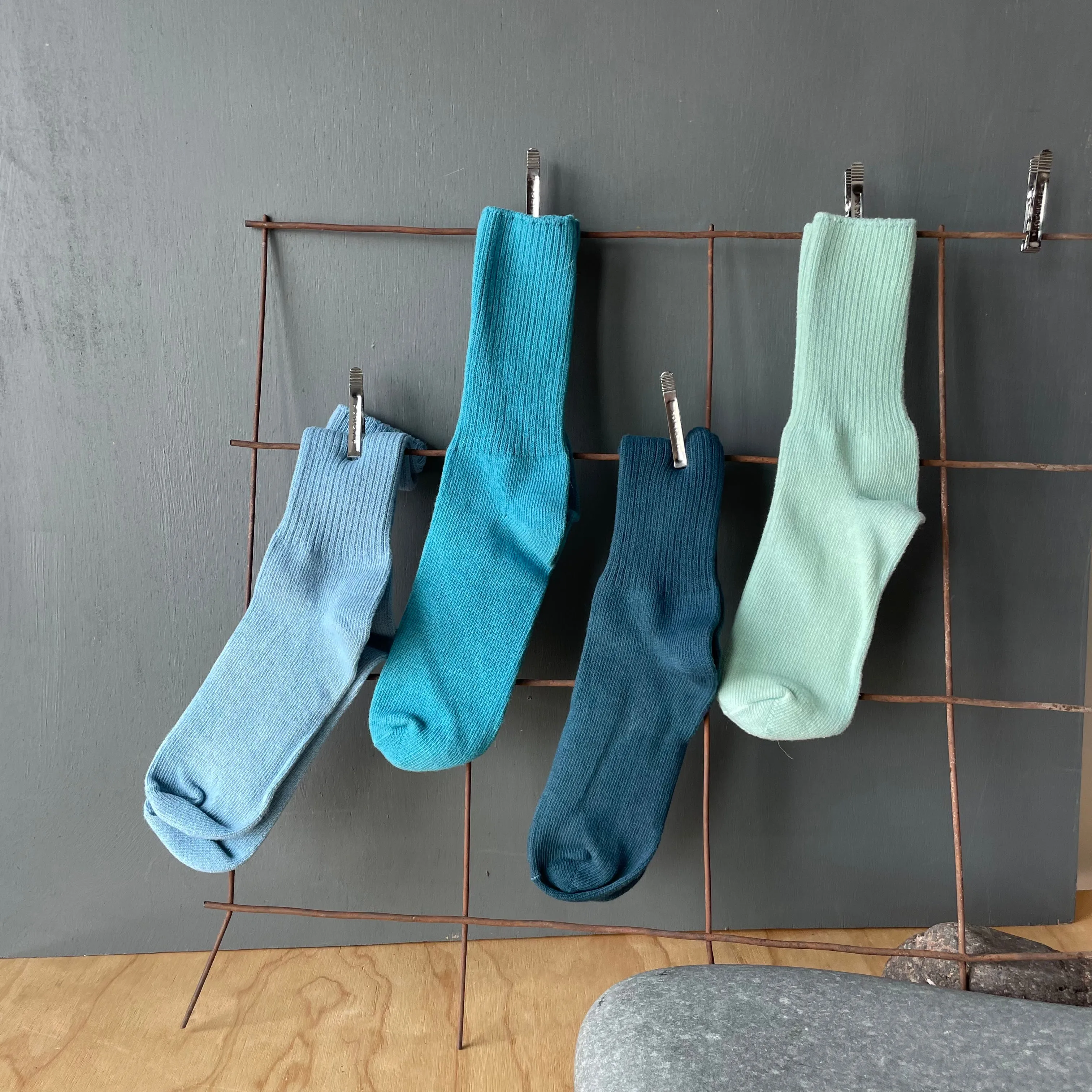 Hand Dyed Cotton Socks in Water Tones by Scarfshop