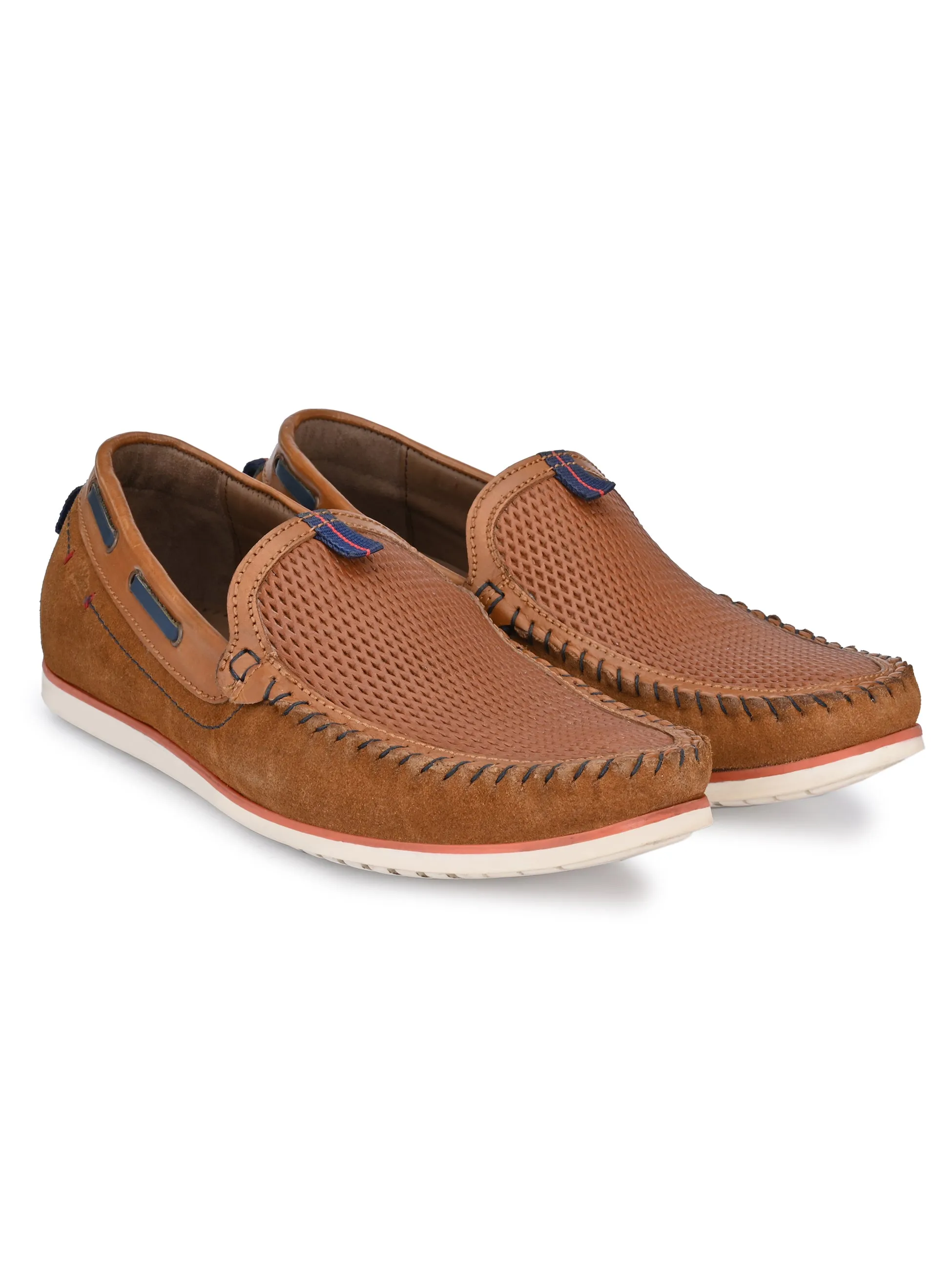 Hitz Men's Tan Leather Moccasins Loafers