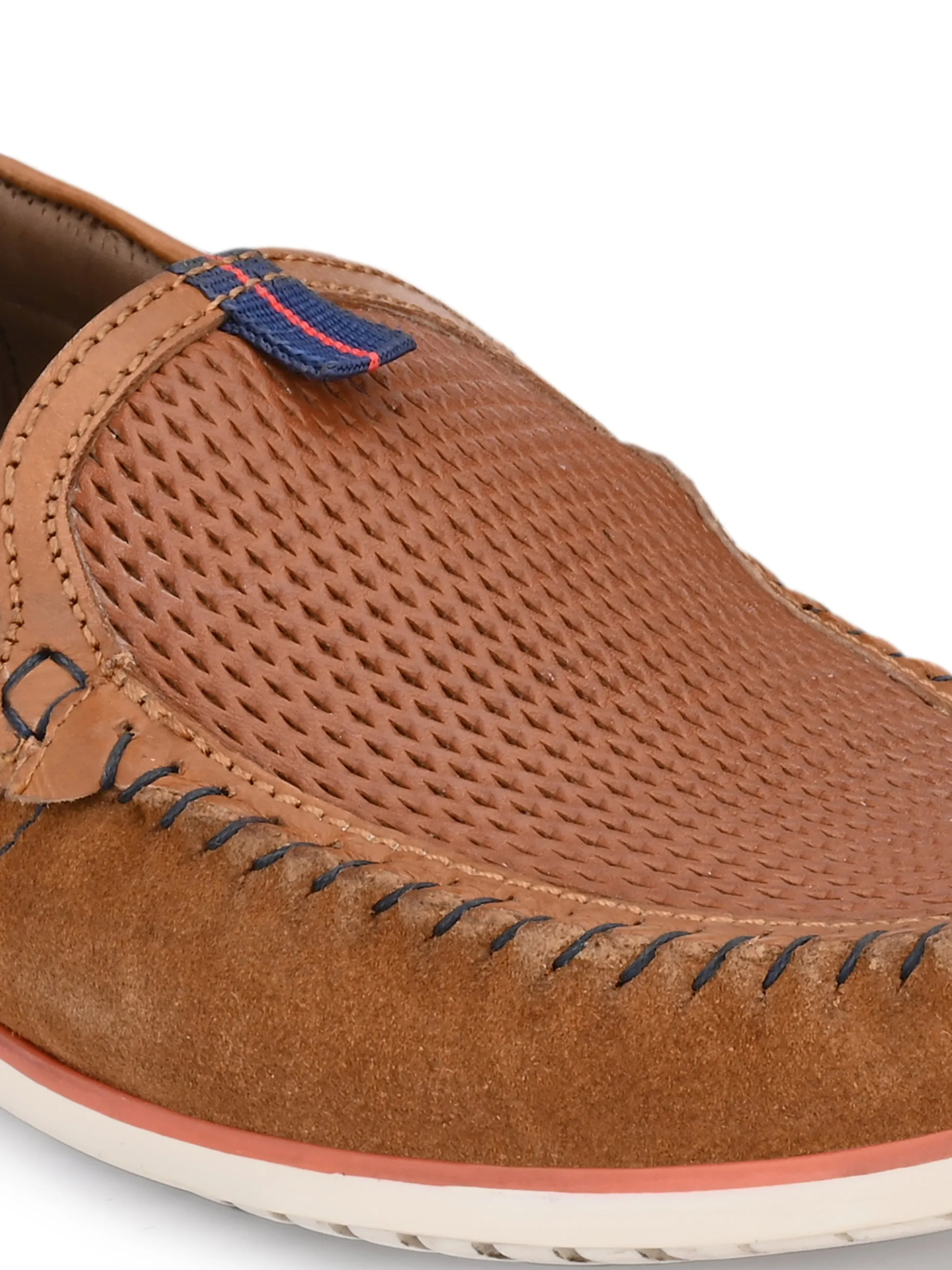 Hitz Men's Tan Leather Moccasins Loafers