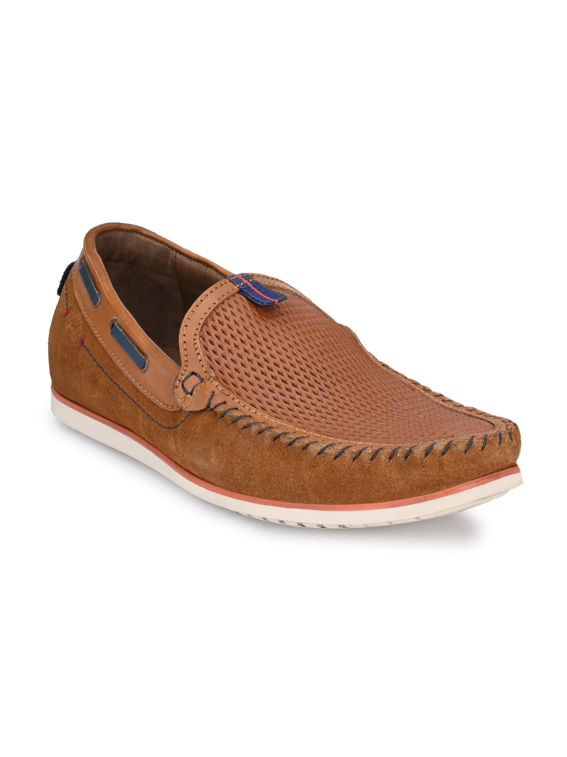 Hitz Men's Tan Leather Moccasins Loafers