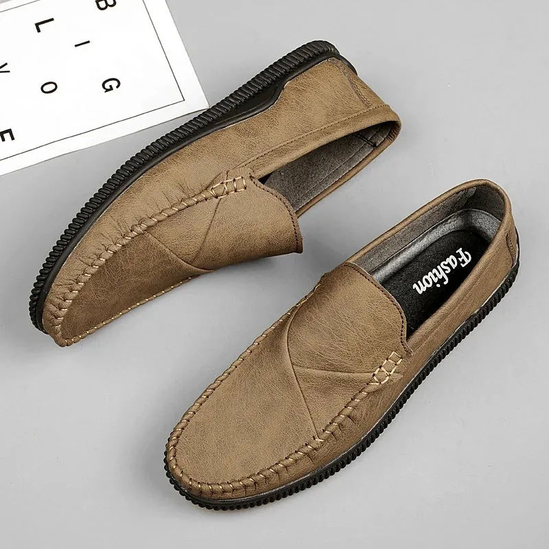 Hnzxzm Black Khaki Casual Shoes for Men Comfortable Mens Popular England Moccasins Loafer Breathable Youth Fashion Driving Shoes