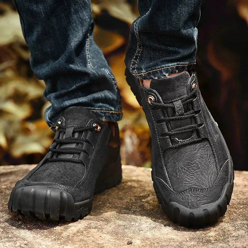 Hnzxzm Genuine Leather Shoes Men lace up Casual Sneakers outdoor Soft cow Leather Men Shoes Moccasins Tooling Shoes men Footwear