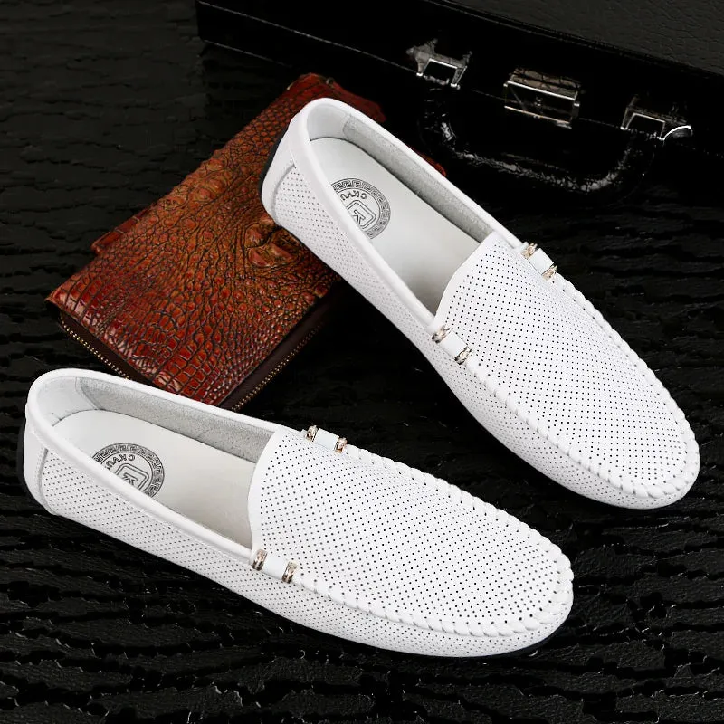 Hnzxzm New Style Mens Casual Leather Moccasins Footwear Popular Business Shoes Youth Fashionable Daily Leisure Driver Loafers