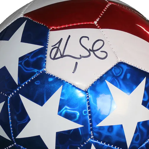 Hope Solo Autographed USA Flag Soccer Ball JSA