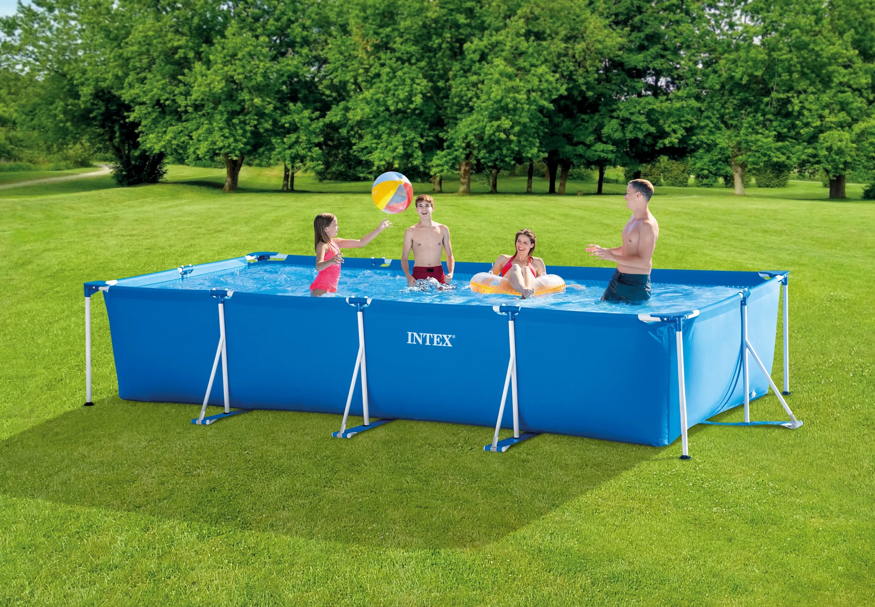 Intex Rectangular Frame Pool (4.5m x 2.2m x 84cm / 14ft 9in x 7ft 3in x 33in)