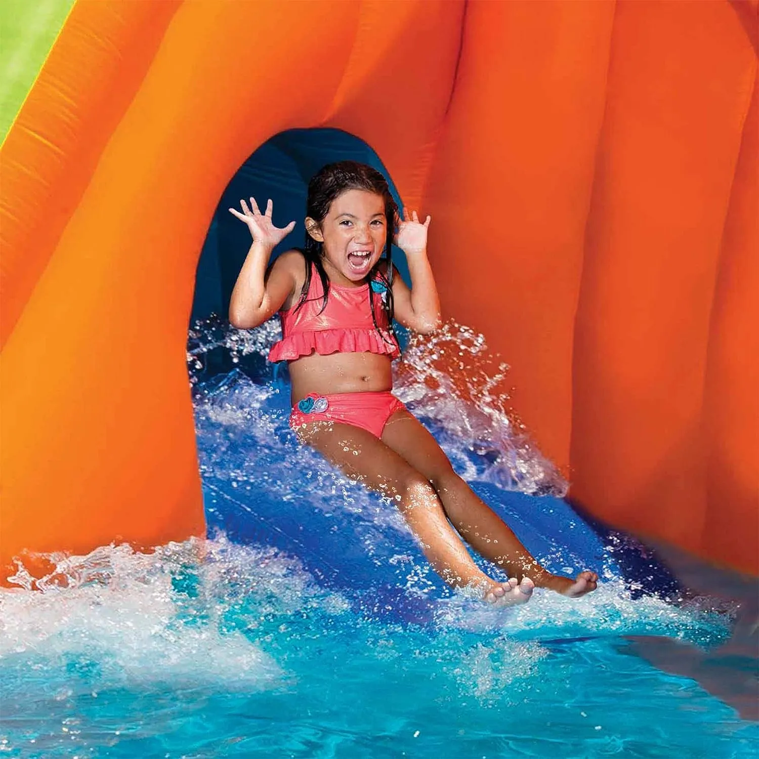 ITEM# 0187   Sidewinder Blast Water Park, Length: 15 ft, Width: 16 ft 10 in, Height: 10 ft 5 in, Inflatable Outdoor Backyard Water Slide Splash Bounce Climbing Toy, Multi (Watch Video)