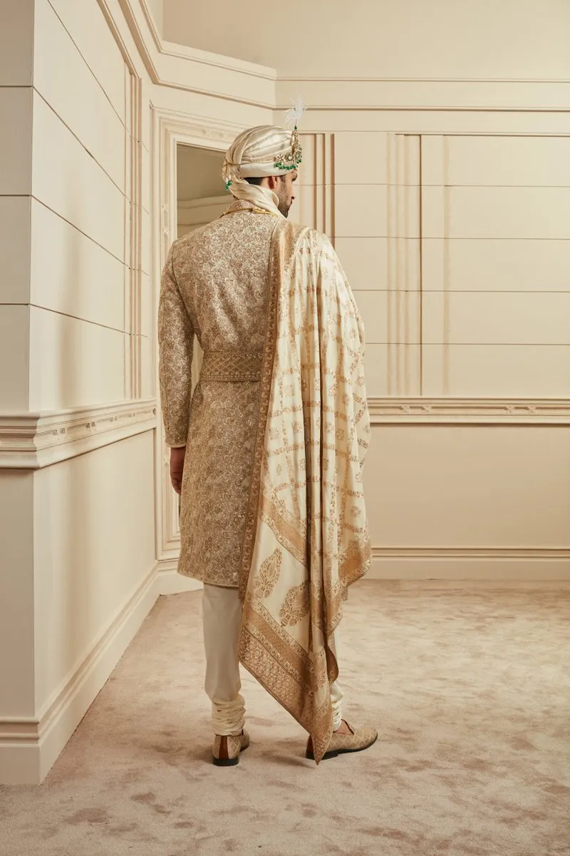 Ivory Brocade Embroidered Sherwani