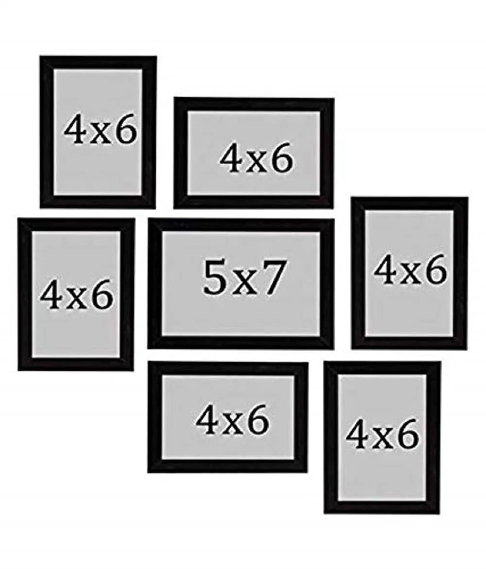 Jacky Collage Photo Frames Set of 7 Wall Hanging 7X5-1, 6X4-6 INCH (Black),