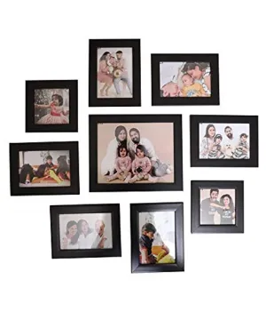 Jacky Photo Frames Set of 9 Wall Hanging 10X8-1, 7X5-6, 5X5-2 INCH (Black) ,Glass