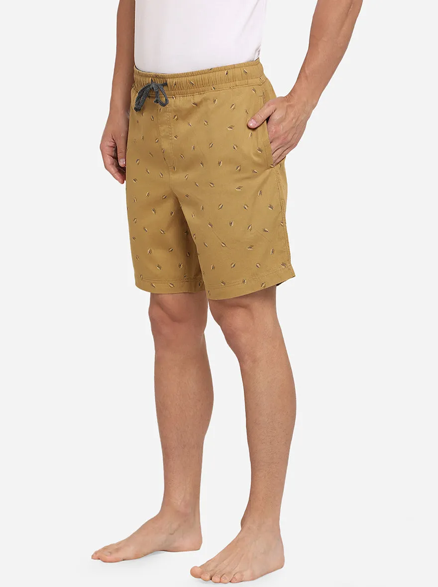 Khaki Printed Regular Fit Boxer Shorts | JadeBlue