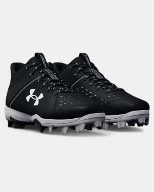 Kids' UA Leadoff Mid RM Jr. Baseball Cleat - Black/White