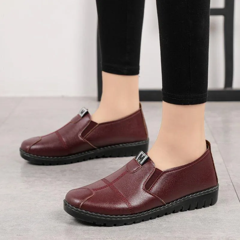 Leather Sneakers Women's Casual Shoes JFS0206 Lightweight Loafers Oxford