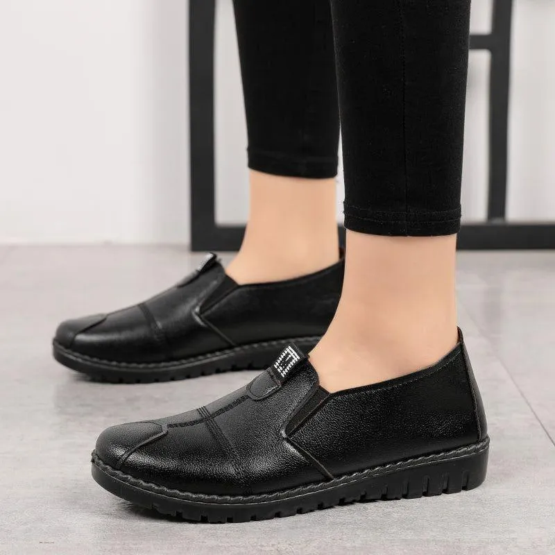 Leather Sneakers Women's Casual Shoes JFS0206 Lightweight Loafers Oxford