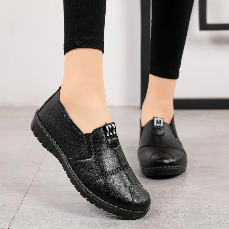 Leather Sneakers Women's Casual Shoes JFS0206 Lightweight Loafers Oxford