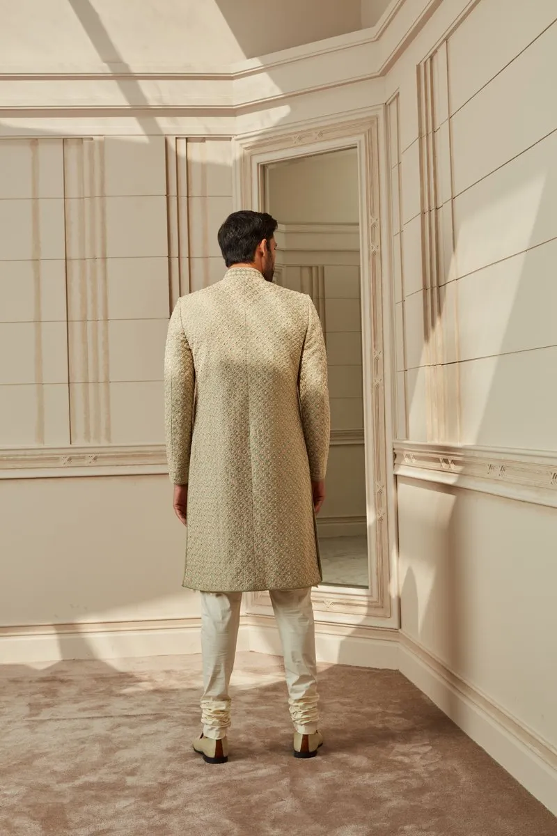 Light Green Embroidered Sherwani