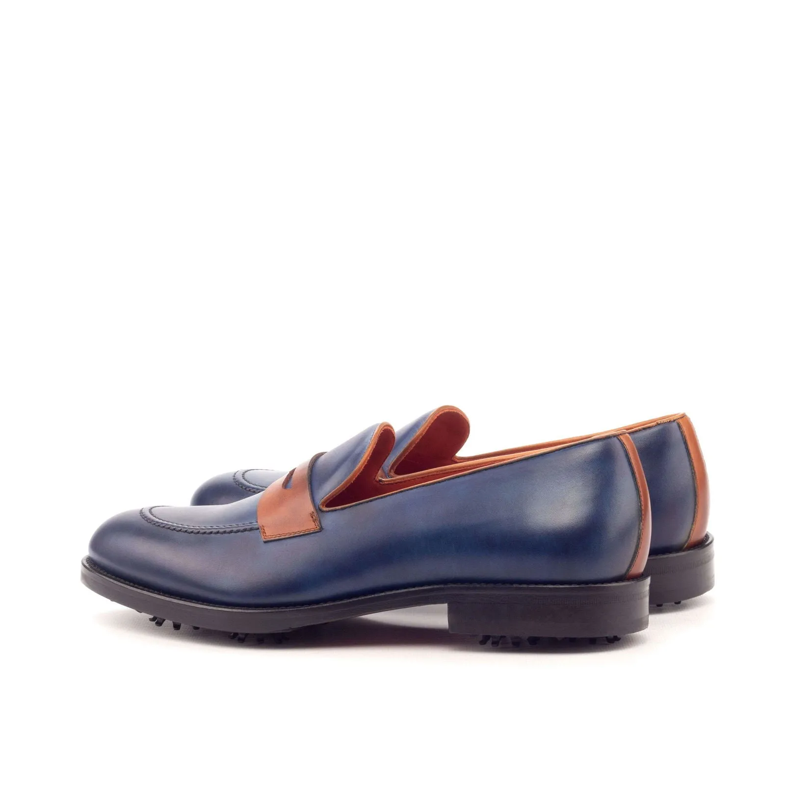 Loafer-Painted Calf, Blue, Brown-Wholesale