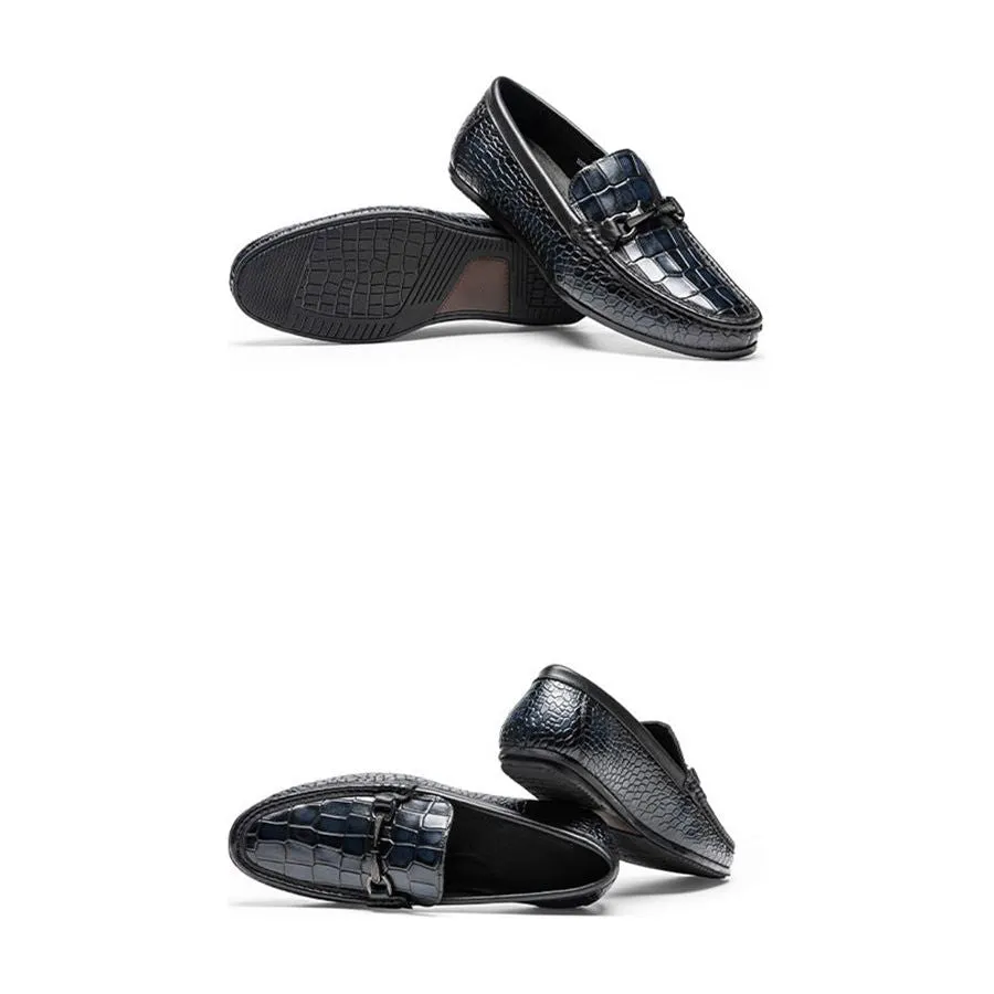 Luxury Alligator Print Leather Penny Loafers