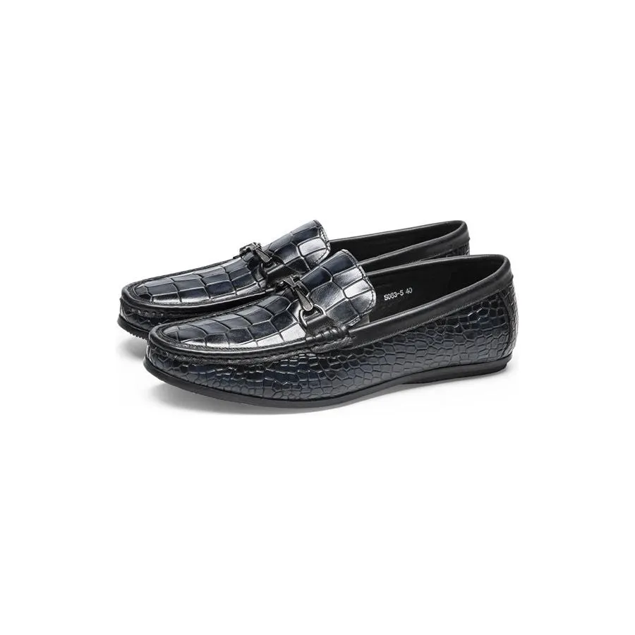 Luxury Alligator Print Leather Penny Loafers