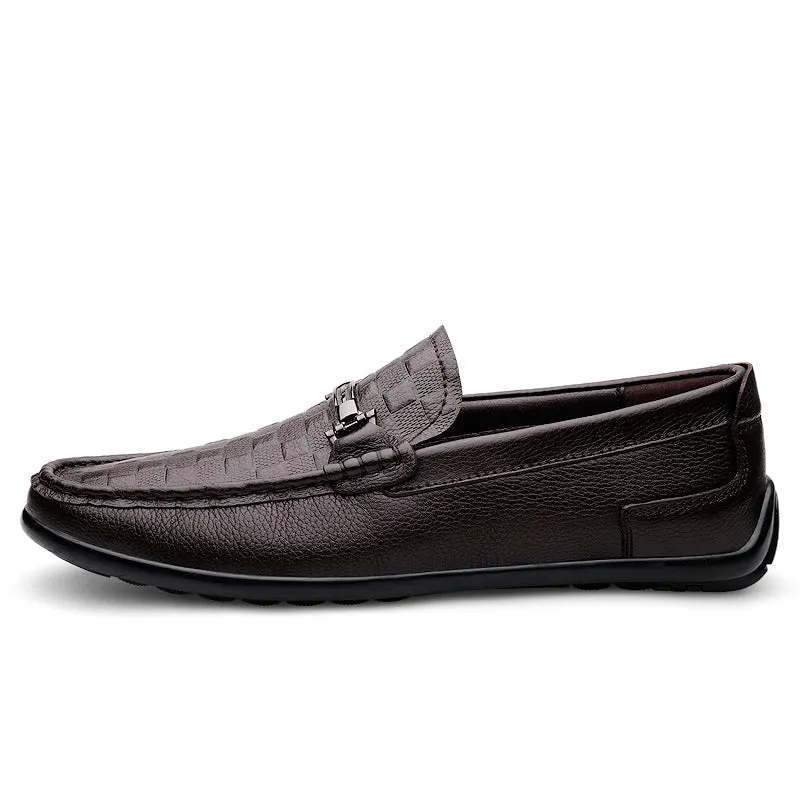 Luxury CrocEmbossed Round Toe Penny Loafers