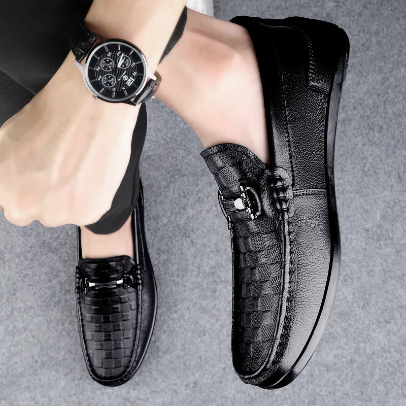 Luxury CrocEmbossed Round Toe Penny Loafers