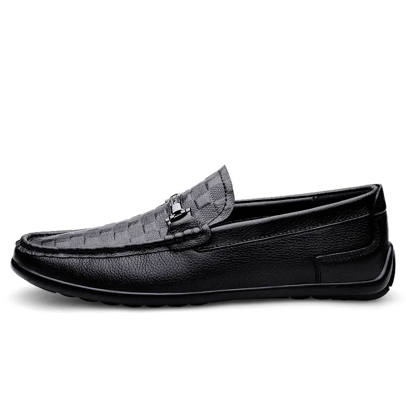 Luxury CrocEmbossed Round Toe Penny Loafers