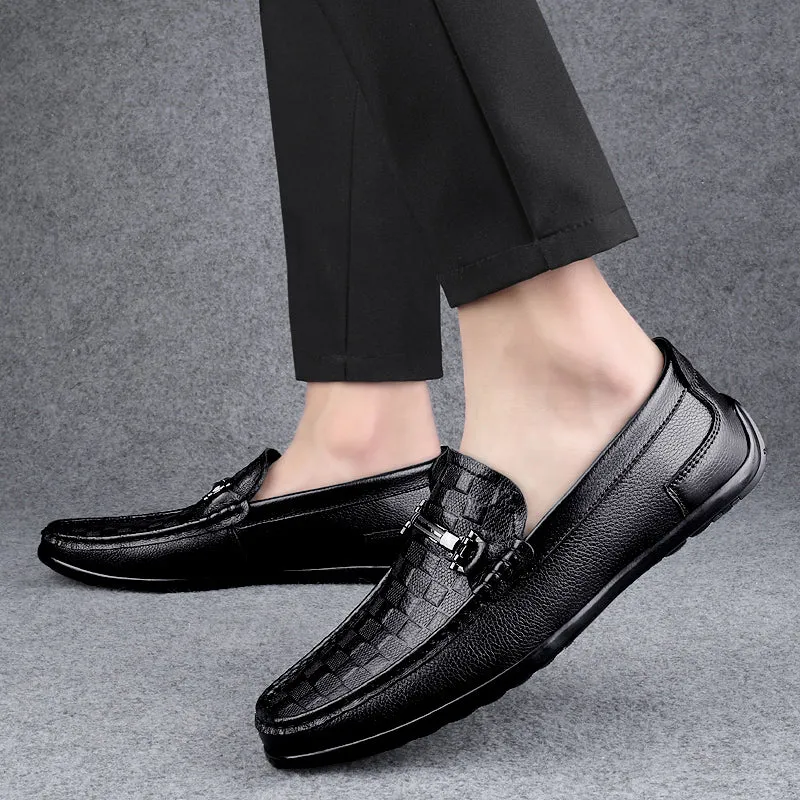 Luxury CrocEmbossed Round Toe Penny Loafers