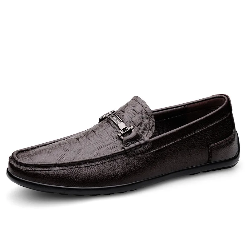 Luxury CrocEmbossed Round Toe Penny Loafers