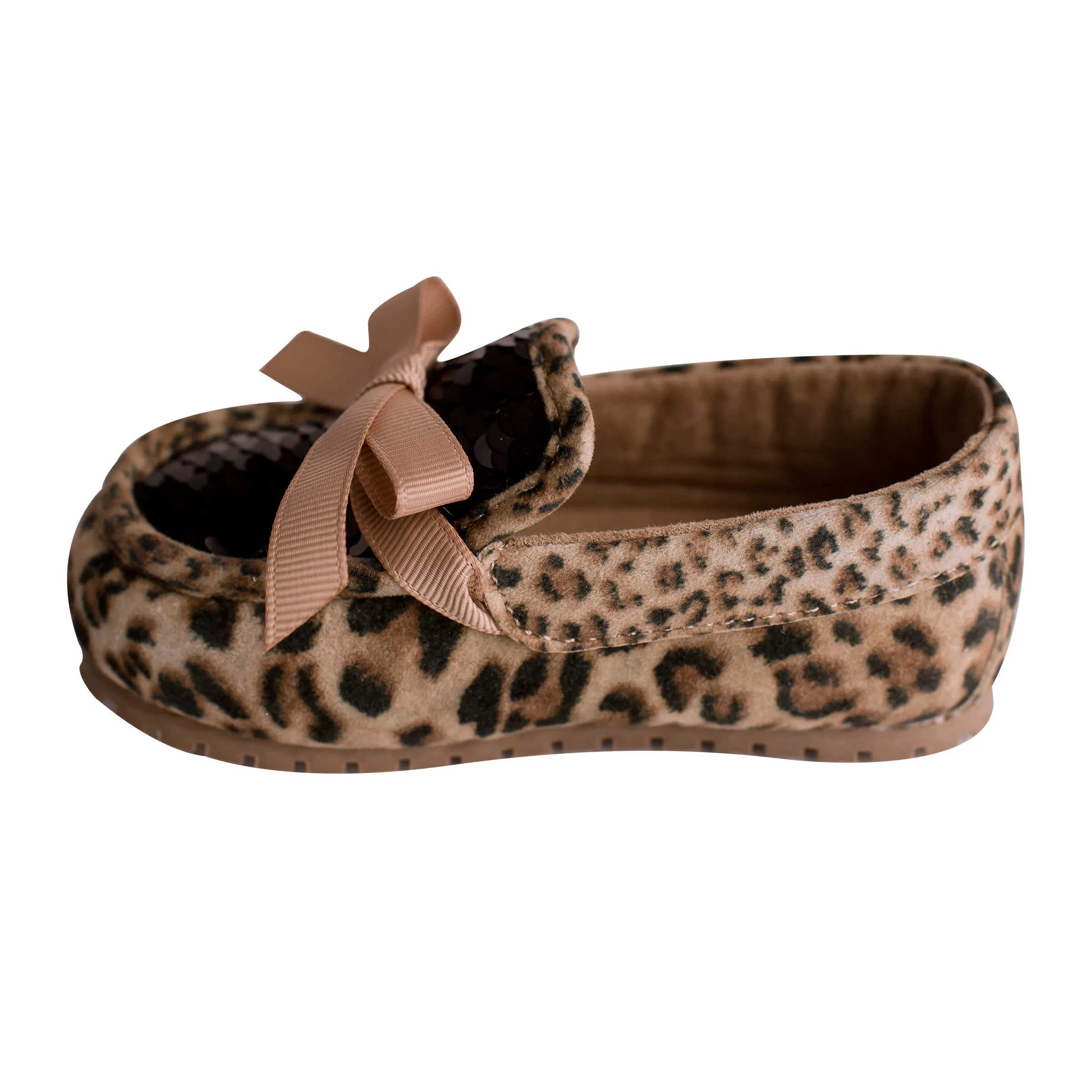 Madeline Leopard Suedecloth Driving Moc With Sequins & Bow  - Select Size