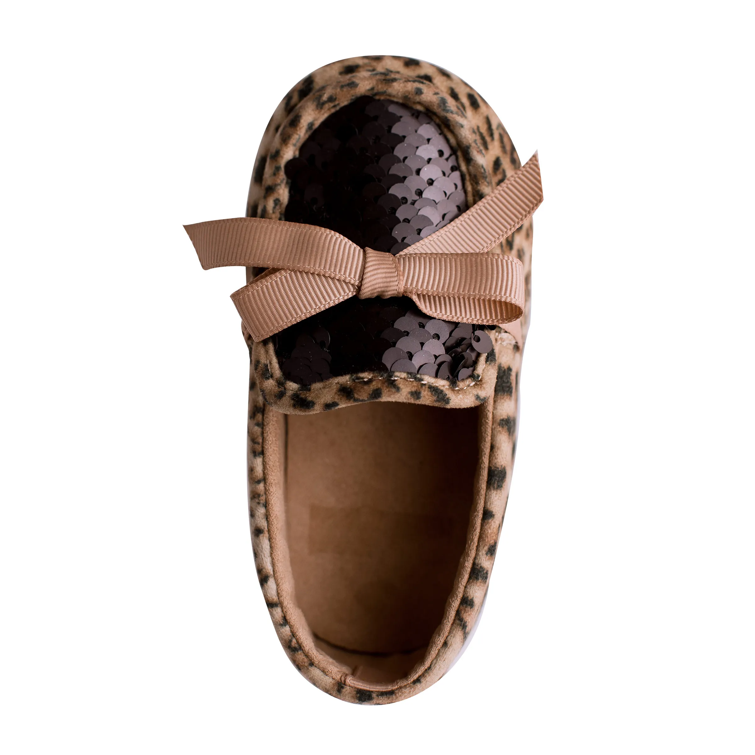 Madeline Leopard Suedecloth Driving Moc With Sequins & Bow  - Select Size