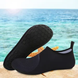 Men and Women a Slip On Barefoot Quick-Dry Beach Aqua Yoga Water Shoes (Curved Line/Black)