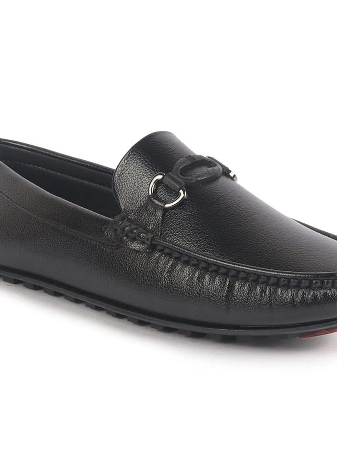 Men Black Stitched Horsebit Buckle Classic Slip-Ons Driving Loafer and Moccasins|Slip On Shoes|Casual Shoes