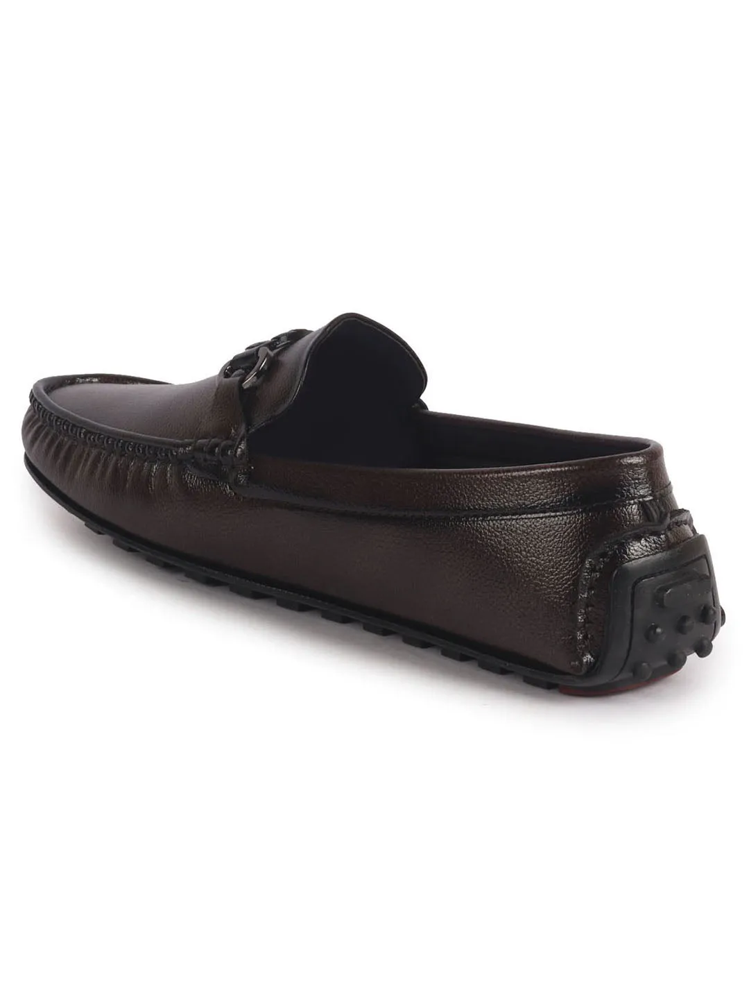 Men Brown Stitched Horsebit Buckle Classic Slip-Ons Driving Loafer and Moccasins|Slip On Shoes|Casual Shoes