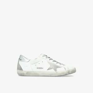 Men's Golden Goose distressed leather Superstar low top sneakers, white