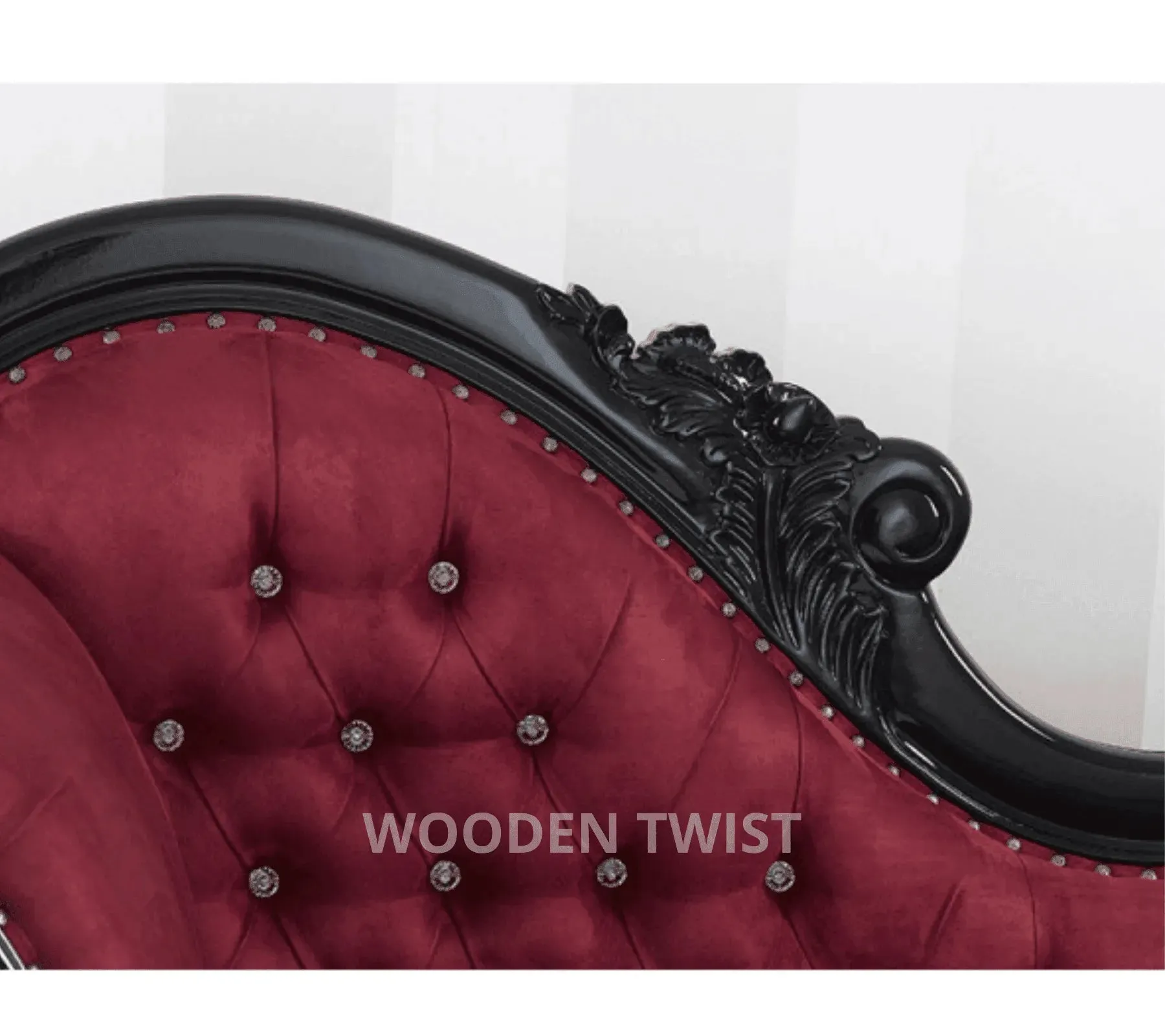 Modish Teak Wood Handcrafted Deewan Chaise Lounge (Black Finish Couch)