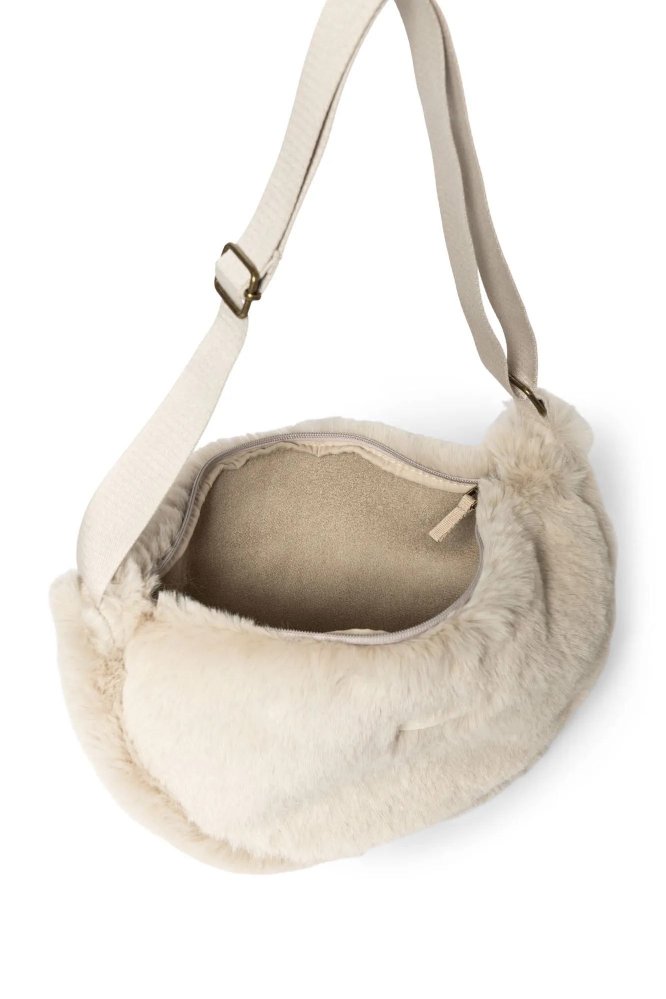 Neutral Faux Fur Adult Fanny Pack