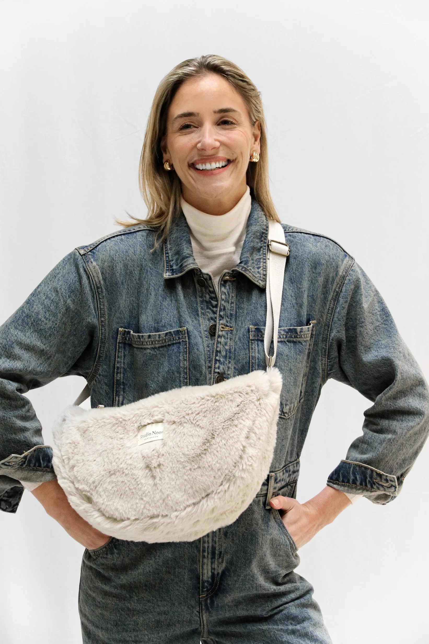 Neutral Faux Fur Adult Fanny Pack