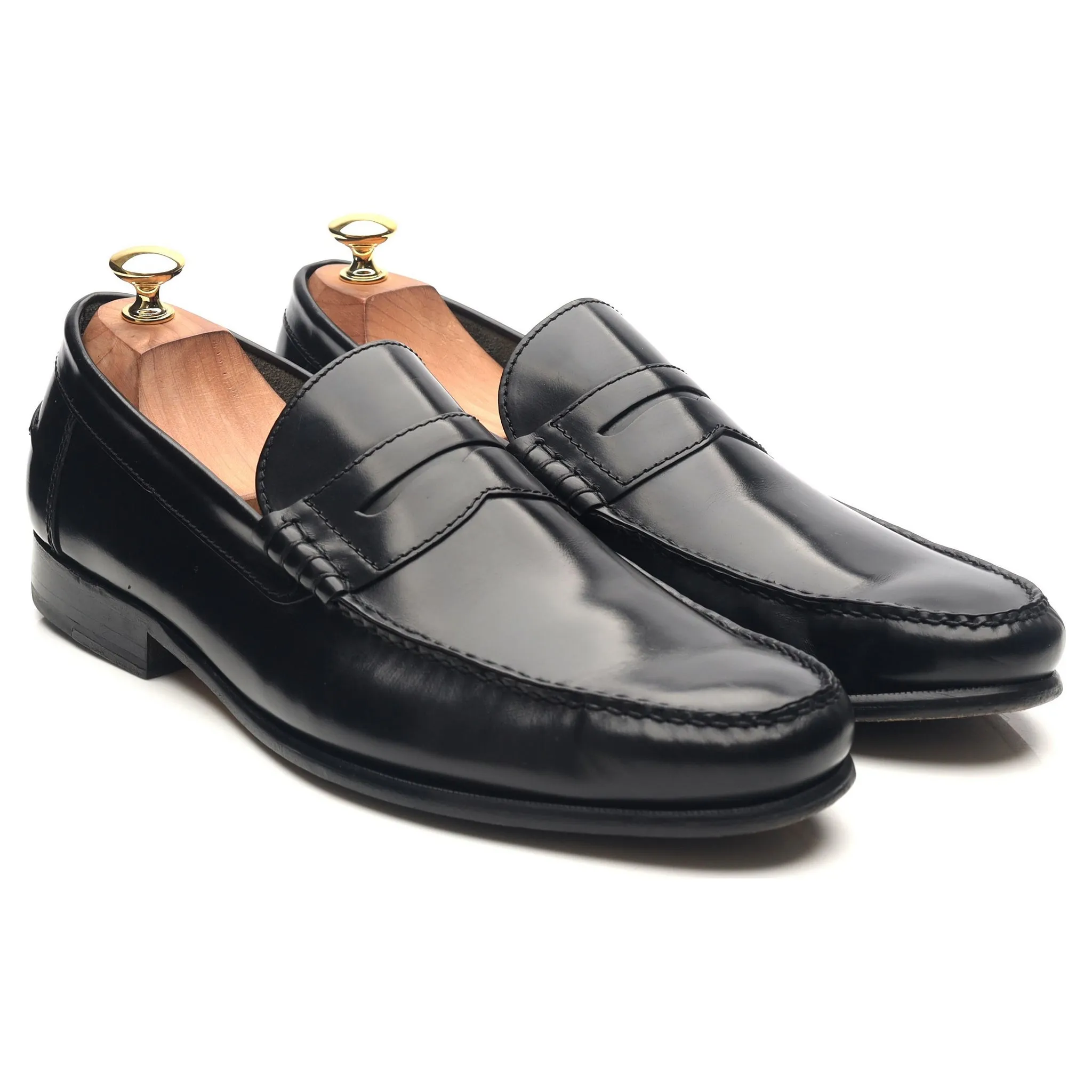 'Newington' Black Leather Loafers UK 10.5 F