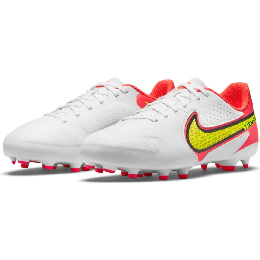 Nike Jr. Tiempo Legend 9 Academy MG-WHITE/VOLT/BRIGHT CRIMSON