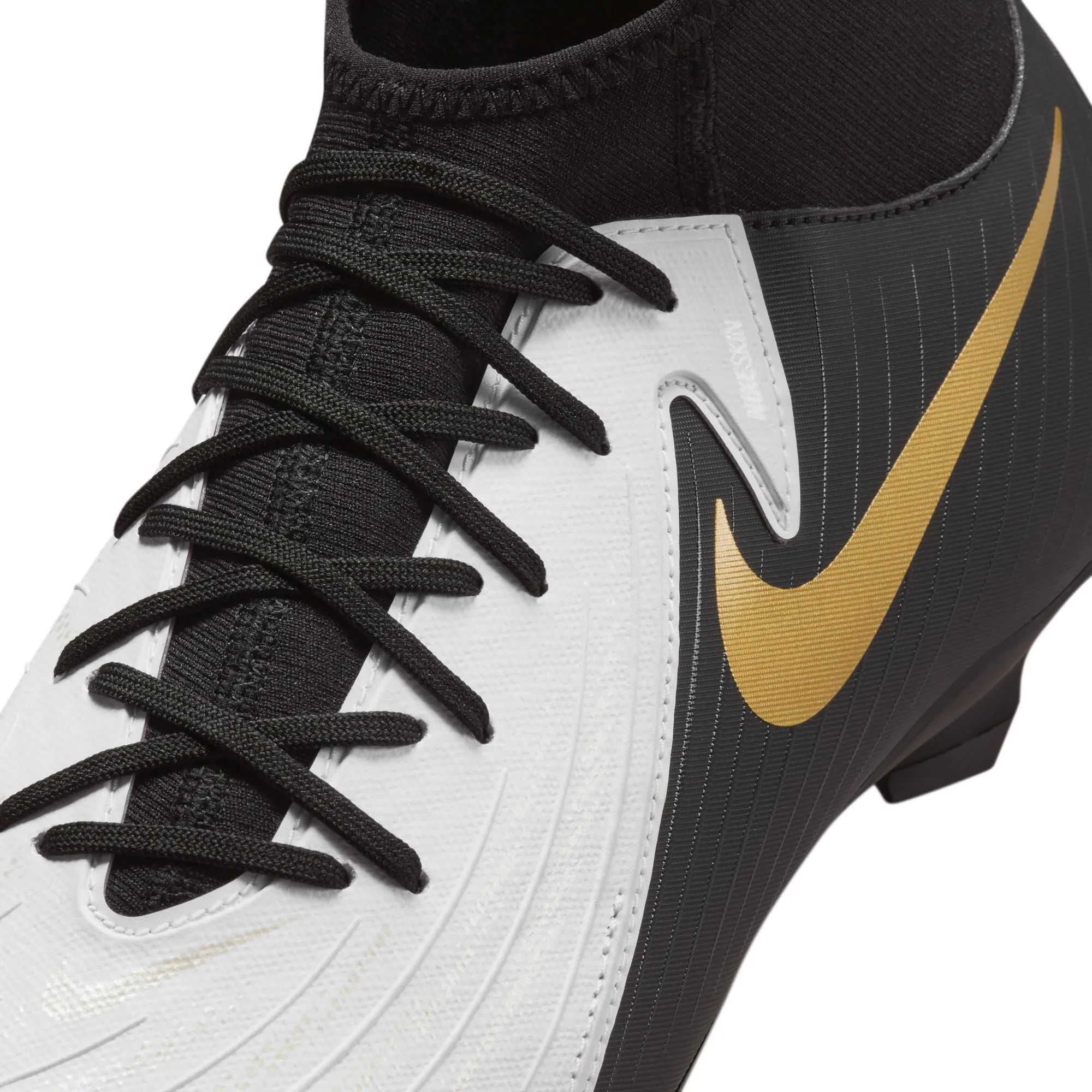 Nike Phantom Luna II Academy FG Firm Ground Soccer Cleat - White/Black/Metallic Gold Coin