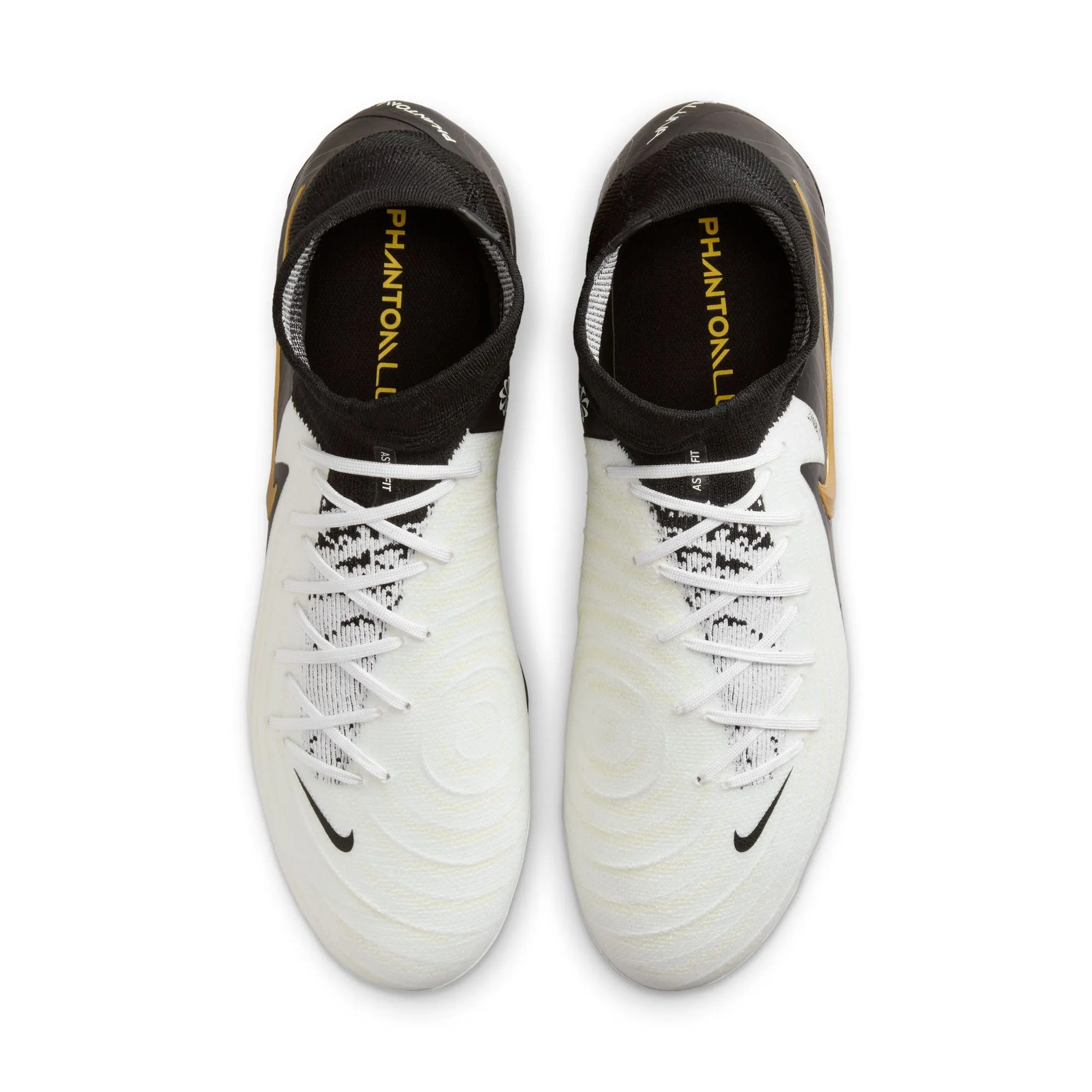 Nike Phantom Luna II Pro FG Firm Ground Soccer Cleat - White/Black/Metallic Gold Coin