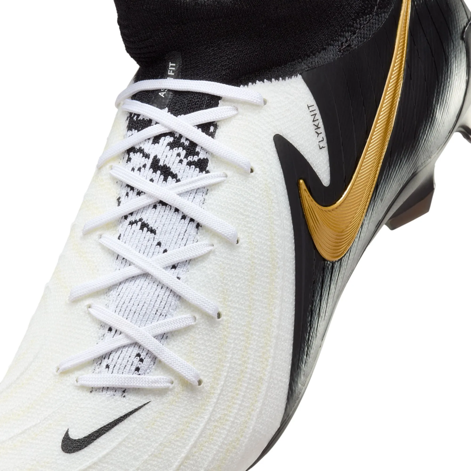 Nike Phantom Luna II Pro FG Firm Ground Soccer Cleat - White/Black/Metallic Gold Coin