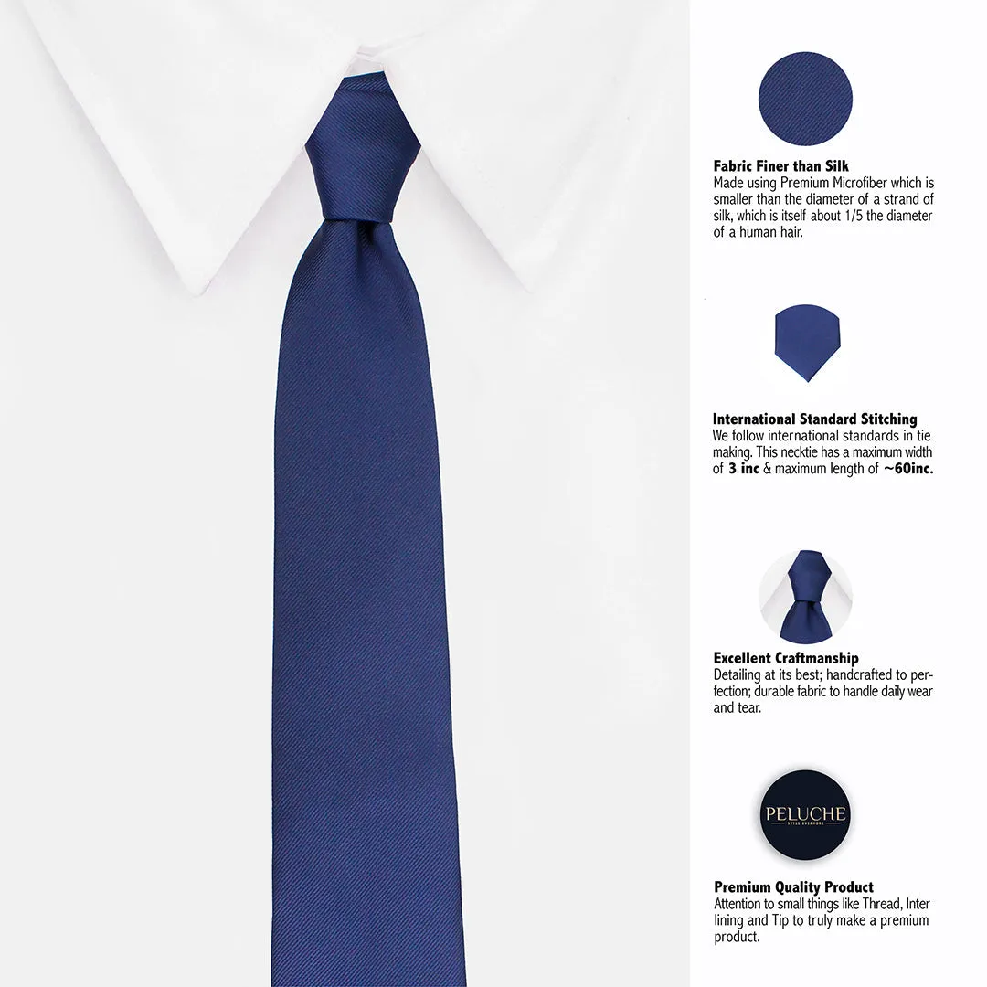 Peluche Modish Blue Neck Tie & Pocket Square Set for Men