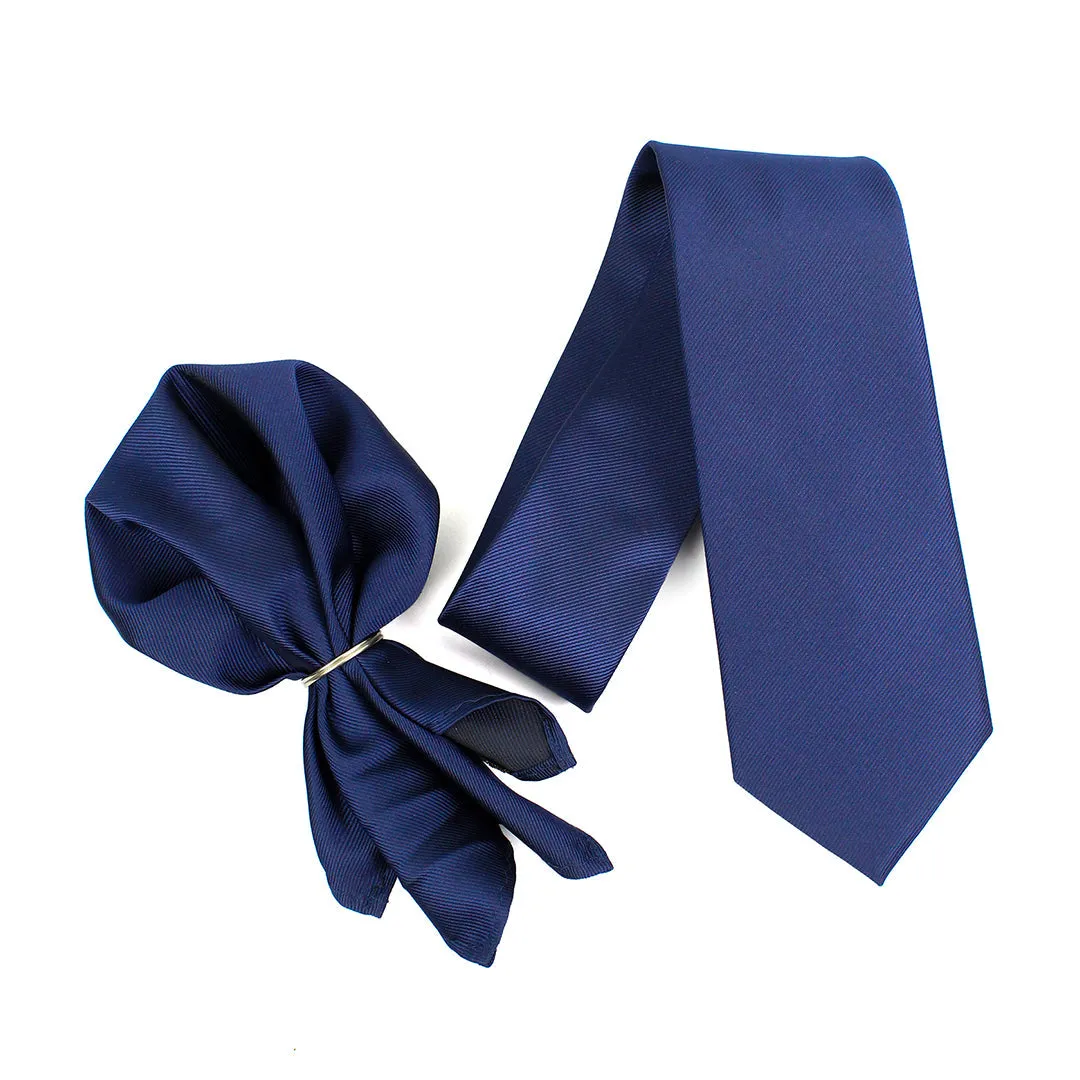 Peluche Modish Blue Neck Tie & Pocket Square Set for Men