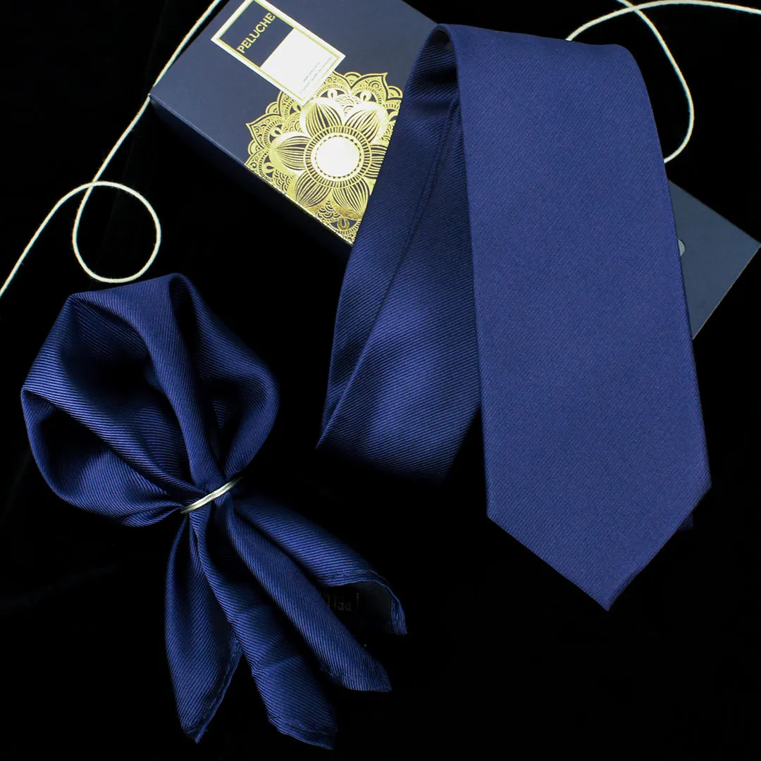 Peluche Modish Blue Neck Tie & Pocket Square Set for Men