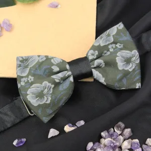 Peluche Modish Finesse Floral Olive Bow Tie For Men