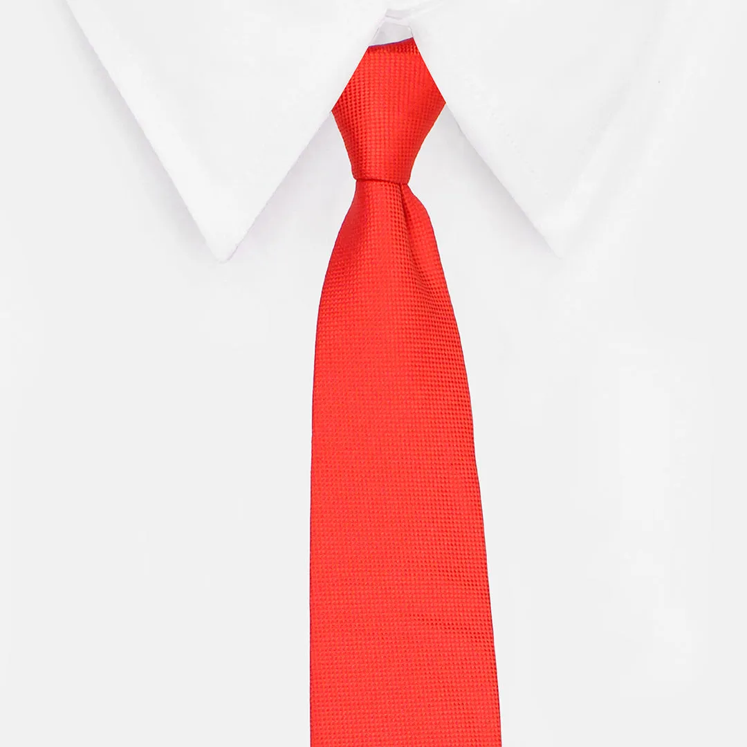 Peluche Modish Red Neck Tie & Pocket Square Set for Men